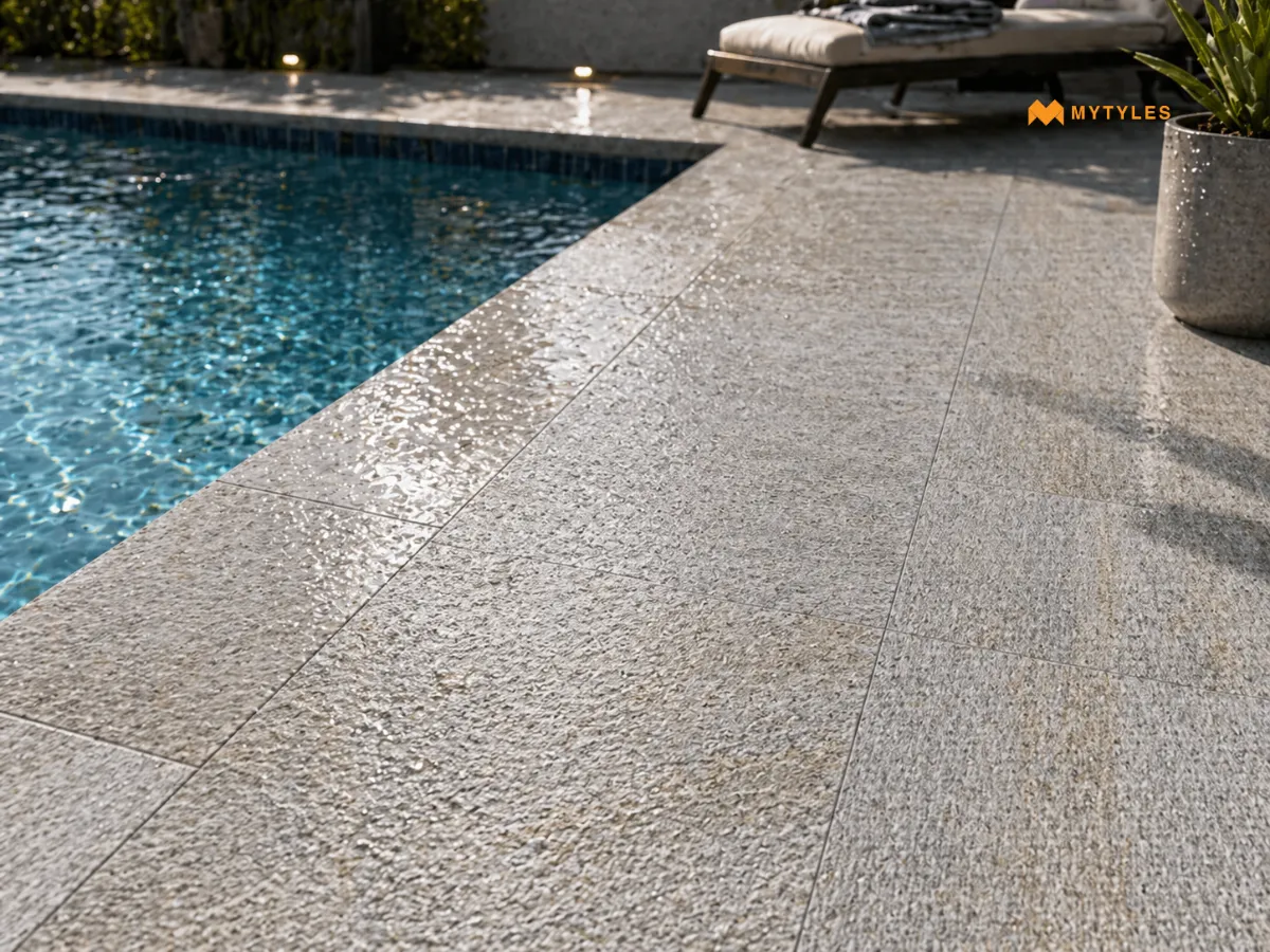 Grey Anti Skid Tiles in Pool Area